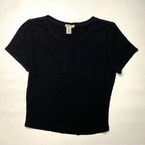 Bozzolo Black Ribbed Short Sleeve Tee